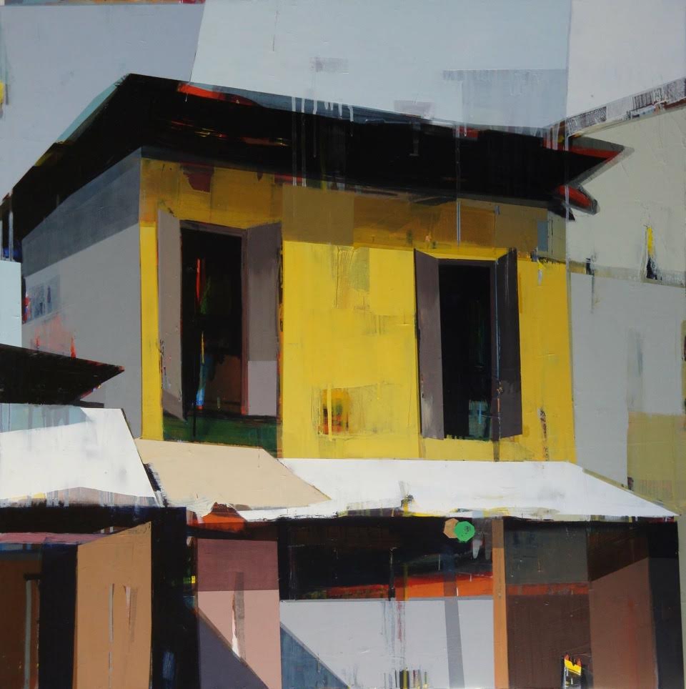 A Yellow House on the Main Street, 48” x 48”, Oil on canvas