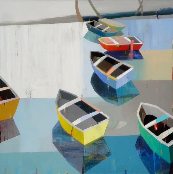 Boats in the shallow water # 15,  72” x 72”, oil on canvas