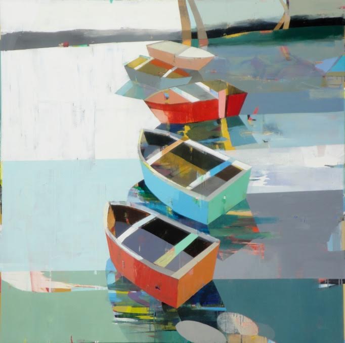 Boats in the shallow water # 6, 68” x 68”, Oil on canvas