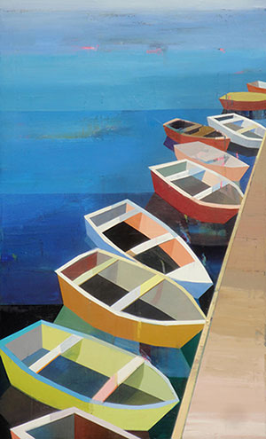 Colorful Boats in the bay # 10, 70 x 43,, Oil on canvas