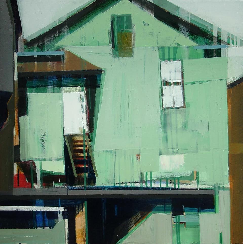 House near the railway crossing, 30” x 30”, Oil on canvas